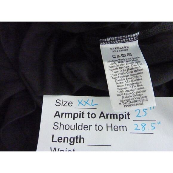 NWT Everlane Black Long Sleeve Cotton T Shirt XXL Tee Crew Neck - Picture 4 of 4